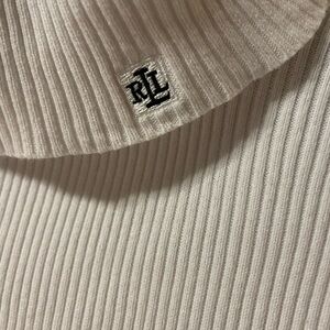 Lauren Ralph Lauren White Ribbed Turtleneck Sweater Size L